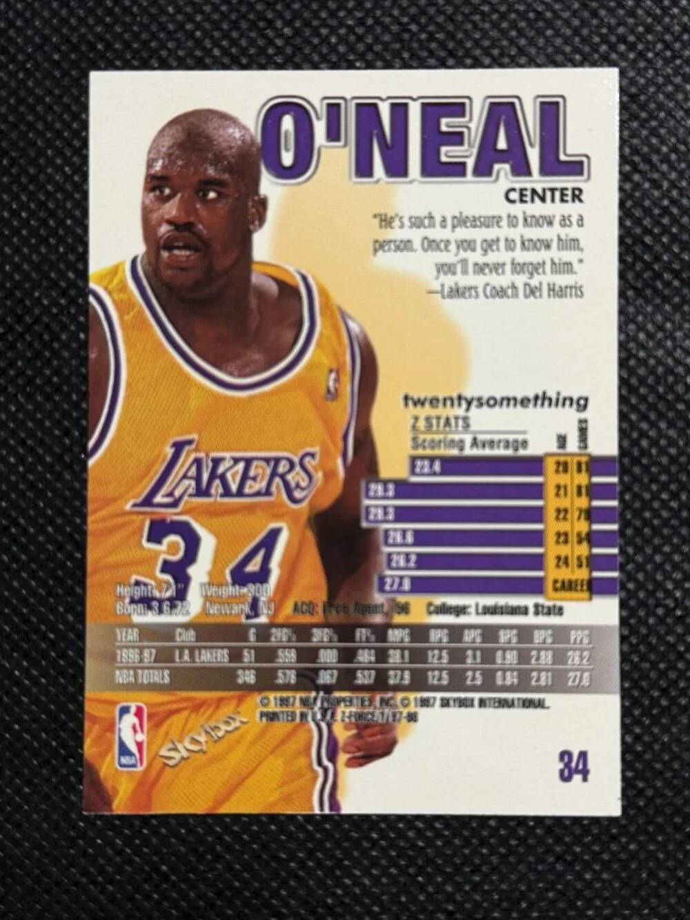1997-98 SkyBox Z-Force #34 Shaquille O'Neal Lakers Magic Heat HOF
